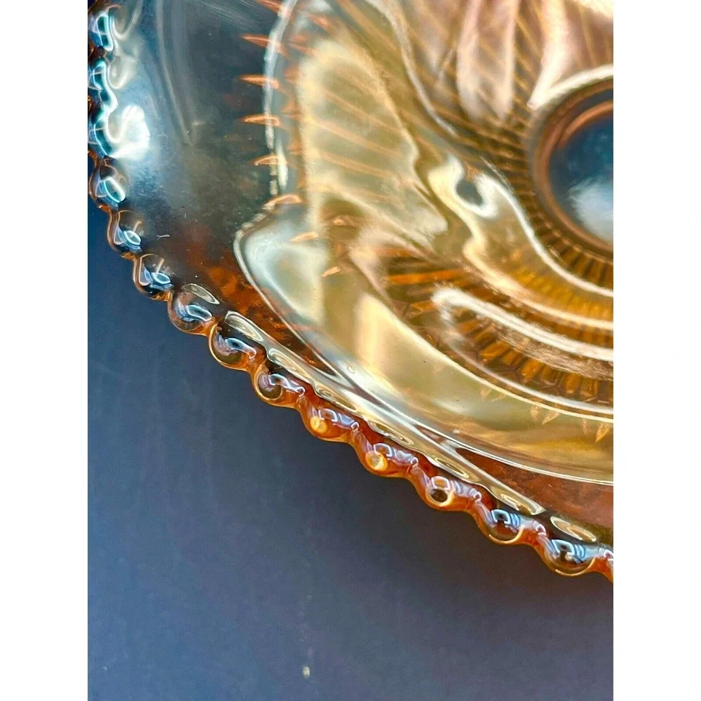 Vintage Imperial Marigold Carnival‎ Glass  Iridescent Ribbed Footed Bowl